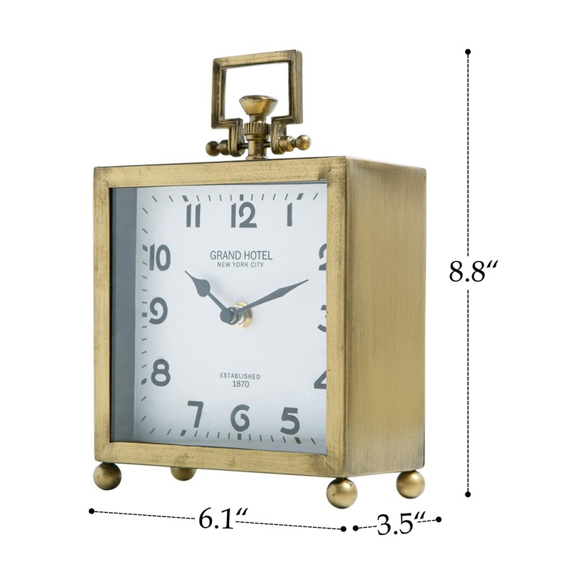 NIKKY HOME Small Gold Table Clock, Silent Non-Ticking Classic Battery