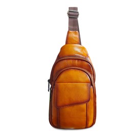 FANDARE Chest Bag Leather Sling Bag Men Women Shoulder Bags Sports Bag for Outdoor Travel Hiking Jogging Daypacks Brown BB, Brown Bb, Bag