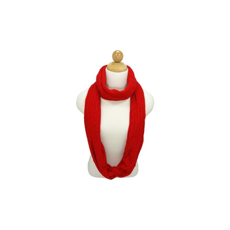 TrendsBlue Premium Solid Color Knit Infinity Circle Scarf, Red