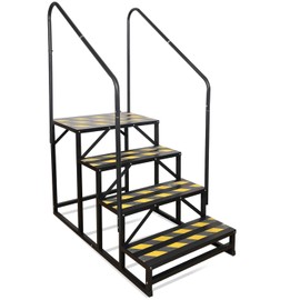 Kinchoix 4 Step RV Stairs, Hot Tub Steps, Outdoor Spa Step Ladder with Double Handrail,Portable Economy 5th Wheel Stair for Travel Trailer, Motor Home, Camper and Porch with Non-Skid Tapes