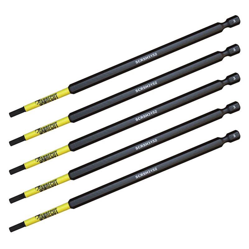 5 x SabreCut SCRH3152_5 152mm H3 Hex Magnetic Impact Screwdriver