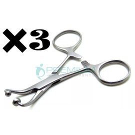 PREMIUM INSTRUMENTS 3 Pcs Backhaus Scarf clamp 11cm Clip Pliers Surgery Veterinary Piercing Tools