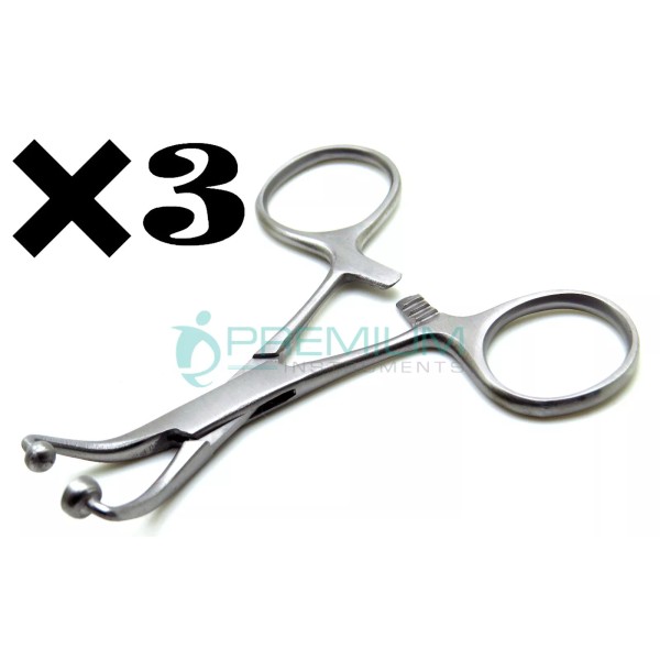 PREMIUM INSTRUMENTS 3 Pcs Backhaus Scarf clamp 11cm Clip Pliers
