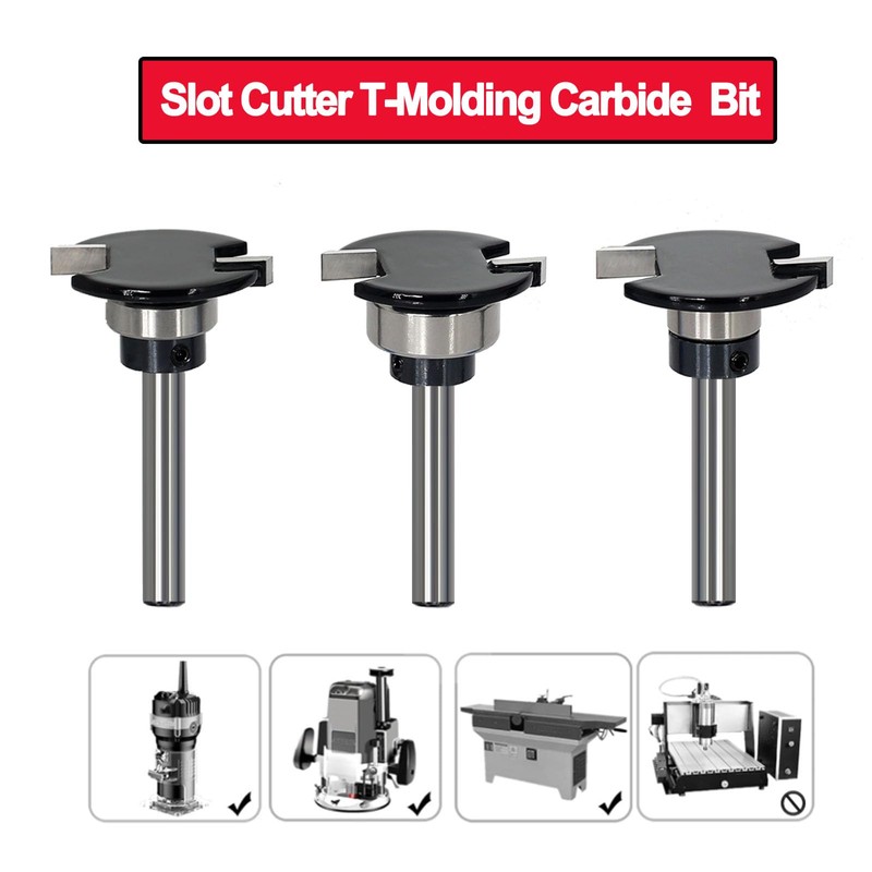 SICWOOD 3pcs Top Bearing Slot Cutter Router Bit Set -