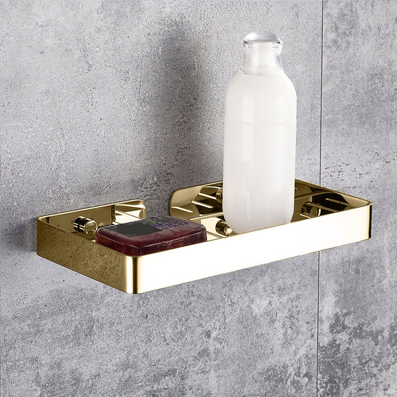Wall Mount Stainless Steel Soap Holder Drain Rack Shelf for