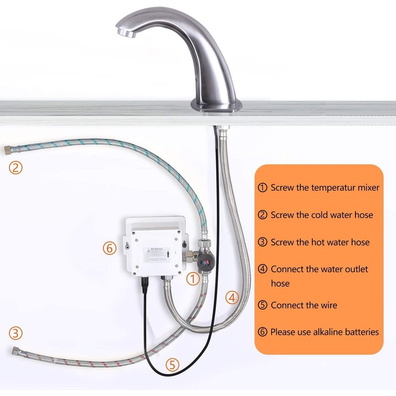 Derpras Touchless Bathroom Faucet with Automatic Sensor Function, Bathroom Sink