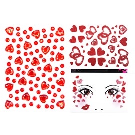 3 Stück Herz Sticker Gesicht, Glitzer Gesichtstattoo Herzen Selbstklebend, Herz Tattoo Gesicht Aufkleber für Damen, Gesichtstattoo Karneval Fasching Festival, Face Tattoo Carnival, Kinder & Erwachsene