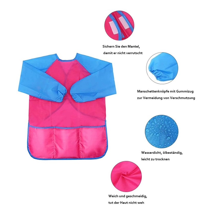 Voarge Nylon Waterproof Painting Apron with Sleeves for Kids 7-12