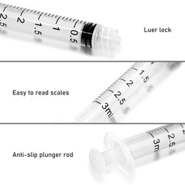 2.5ml Disposable Luer Lock Syringes with 25G 1 Inch Needle Individual Package - Pack of 100