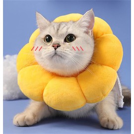 MHwan Cat Collar, Breathable Suede Pure Cotton Cat Collar, Non-Colouring Hair, Micro Waterproof Cat Collar, Cute Flowers, Anti-Leak Collar for Cats (S)