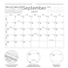 Wall Calendar -Calendar 2025-2026 from Jan. 2025 to Jun. 2026,18 Months Calendar,14.7"×11"Thick Paper with festival Dates and Ruled Blocks for Home or Office New Year and Christmas Gifts