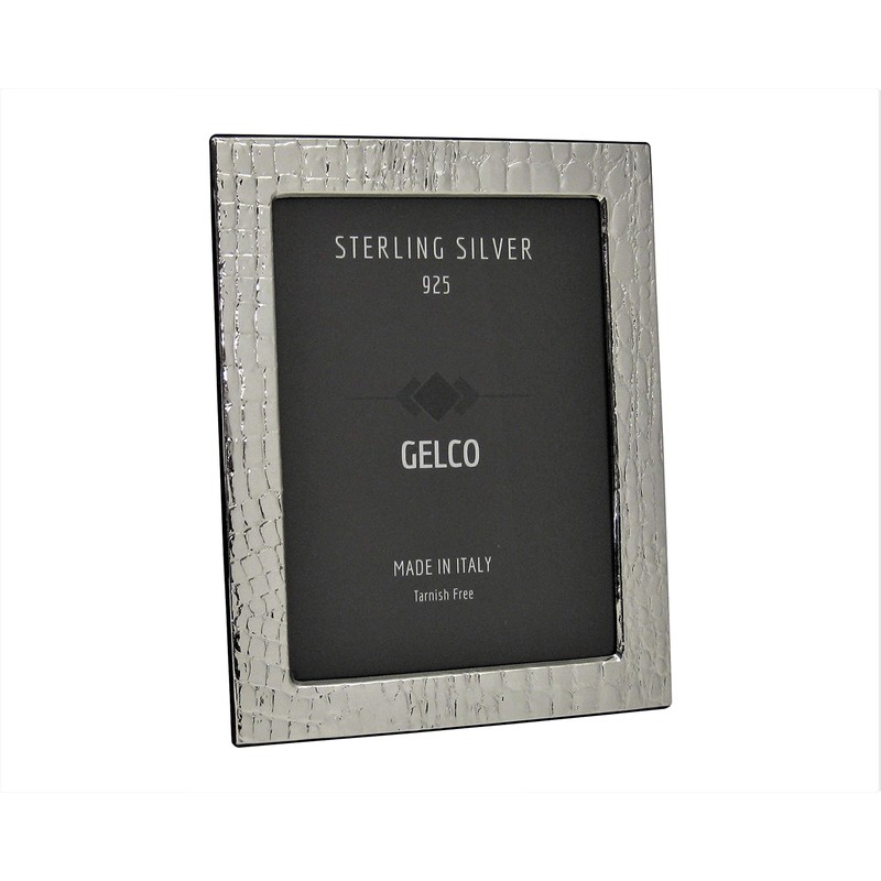 Gelco Italian 925 Sterling Silver & Wooden Back Leather Design