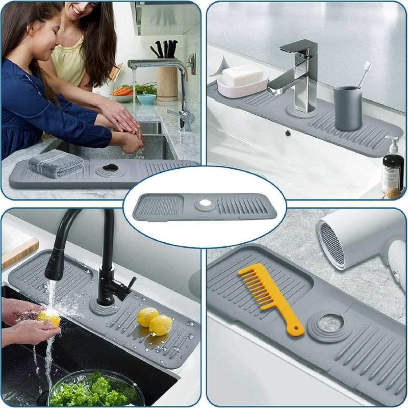 Silicone Sink Splash Guard for Kitchen & Bathroom, 17.7 inch