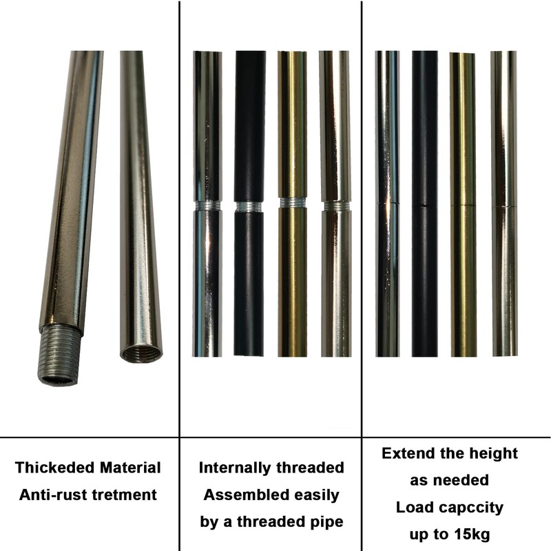 HALIGATE Brushed Nickel M10 Threaded Extension Rod for Pendant Light,