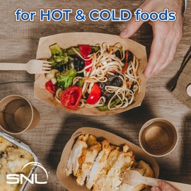 SNL - 3lb - 250 Pack of Eco-Friendly Kraft Paper Disposable Food Trays, Recyclable, Durable, Made in USA, Great for Nachos, Fries, Hot Corn Dogs, Ice Cream and More.