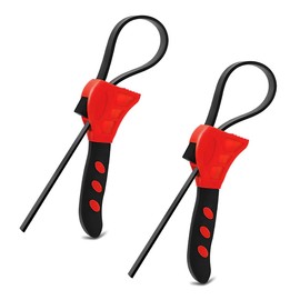 JNNJ 2 Pcs Rubber Strap Wrenches, Oil Filter Band Wrench, Universal Adjustable Strap Wrench, for Car Repair, Ship Repair, Repair Plumbing, Oil Filters, Glass Opener(Red)