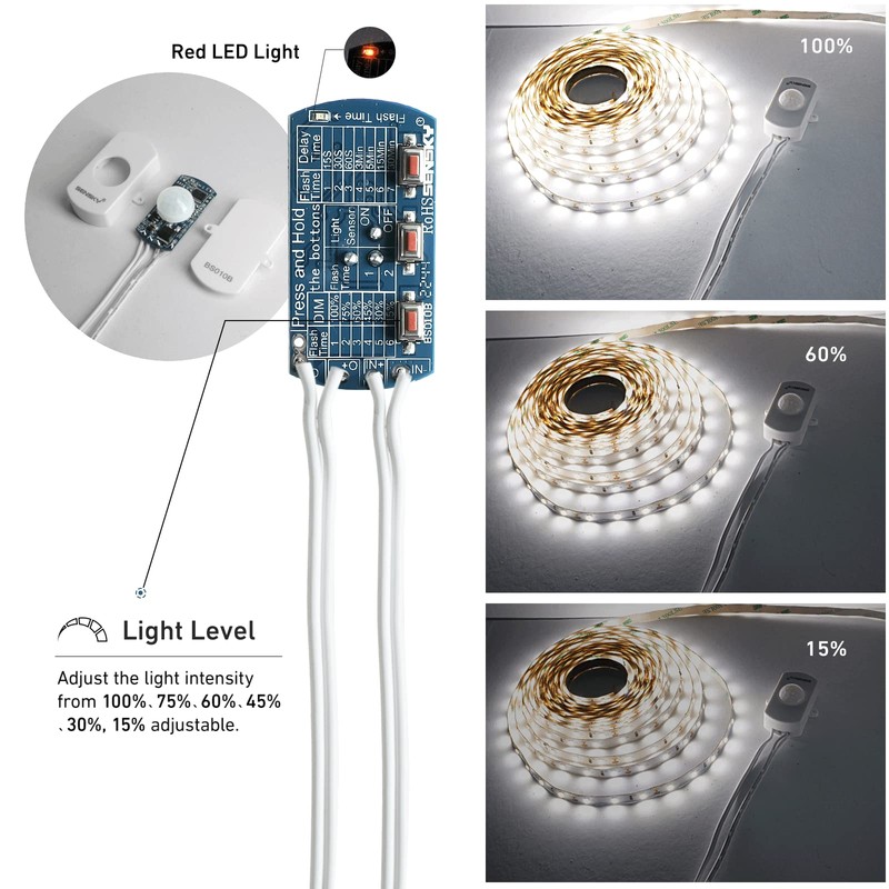 SENSKY BS010BW DC 12v to 24v 3A Mini Dimmable Pir