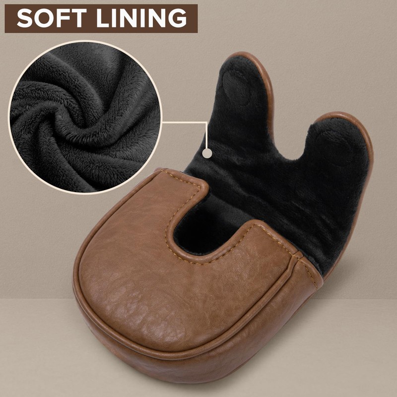 Golf Mallet Putter Cover Headcover, Magnetic Closure Premium Leather Birdie