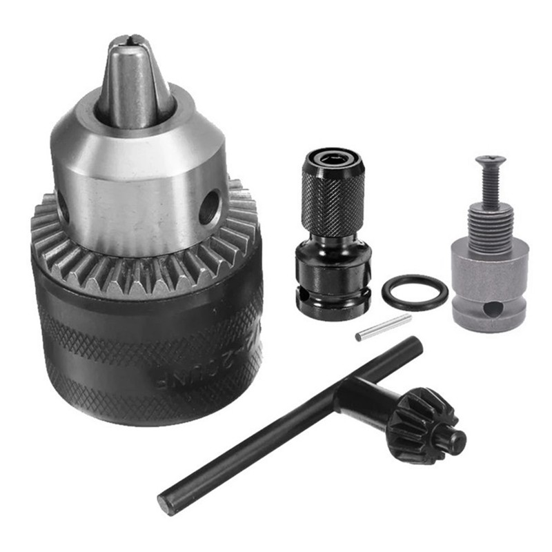 3 Jaw Drill Chuck 1/16‑1/2in with Tightening Key for Impact