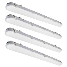 kadision 4ft LED Vapor Tight Light, 60W/50W/40W Wattage Selectable 7200lm 5000K 100-277V, 0-10V Dimmable Vapor Proof Lighting Fixture for Warehouses Car Washes, UL Listed 4-Pack