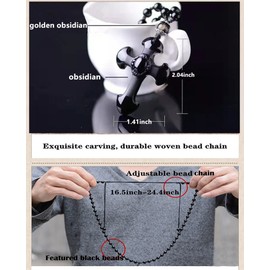 TTXSHYH Black Obsidian Cross Necklace, Natural Obsidian Cross Healing Crystal Energy Stone Protection Amulet Charm Pendant Necklace for Women Men Couples Pendant Necklace with Adjustable Bead Chain