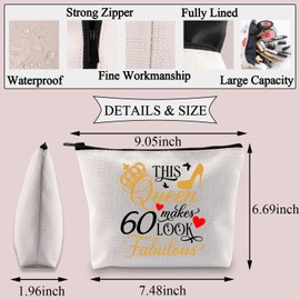 BDPWSS 60th Birthday Makeup Bag 60 Year Old Birthday Gift for Women This Queen Makes 60 Look Fabulous Cosmetic Bag (Make 60 Fabulous CA)