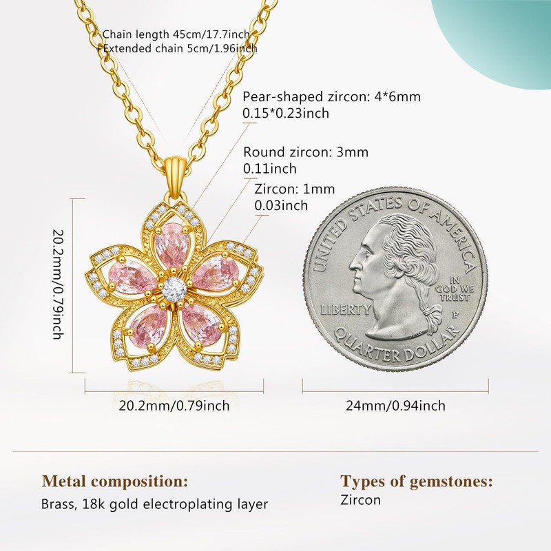 Cicy Bell Flower Fidget Necklace for Women Cherry Blossom Necklace