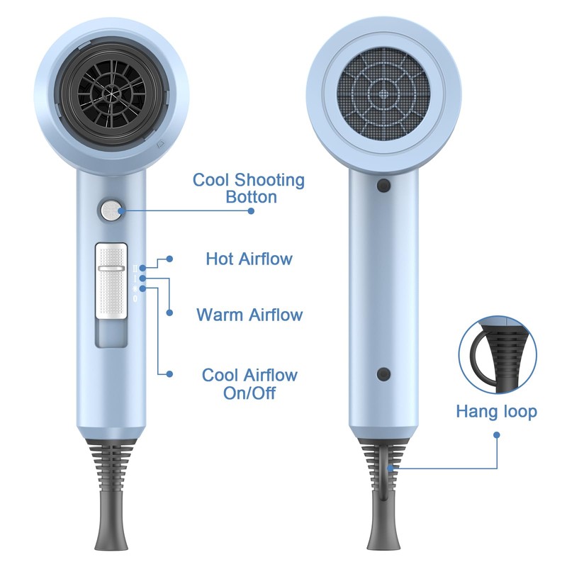 Slopehill Professional Ionic Hair Dryer, Powerful 1800W Fast Drying Low