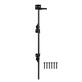 HILLMASTER 24" Heavy Duty Cane Bolt Gate Drop Rod for Wood Fence, Steel Drop Bolts Cane Bolt Hardware for Wooden Gater and Holding Doors, Black Finish