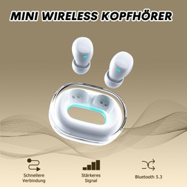 Mini unsichtbare Kopfhörer kabellos Bluetooth in Ear kleinste drahtlose schnurlose Ohrhörer Wireless Tiny Earbuds Ohrstöpsel für kleine Ohren Gehörgänge im Ohr versteckt Kopfhörer Headsets für Arbeit