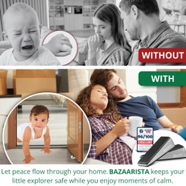 Home Door Stopper Heavy Duty Wedge - Made of Premium Quality Set of 2 Wall Bumpers Self Adhesive with Holder Storage - Rubber and Zinc Suits Any Floor Any Door Plus Extra Strong Metal Doorstop