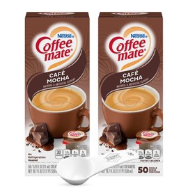 Café Mocha Liquid Creamer Singles, 50 Count for Coffee Mate (Pack of 2) with ZESTI 20ml Scoop – Non-Dairy, Lactose-Free, Gluten-Free, Kosher Dairy – Creamy, Chocolatey Coffee Creamer for Mocha Flavor