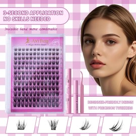 AnyFairy Lash Clusters Kit 8-18mm DIY Lash Extension Kit Wispy Lash Clusters Individual Lashes Kit with Lash Bond and Seal, Lash Tweezers for Self Use,Beginner-Friendly (sylph 706)