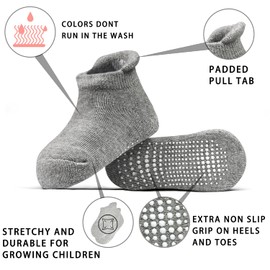 HYCLES Toddler Grip Socks 12 Pairs for 0-1 Years Baby Boys Girls Ankle Socks with Grips - Kids Non Slip/Anti Skid Socks