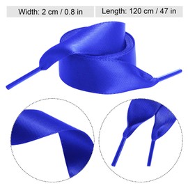 Marrywindix 2 Pairs 47" Flat Satin Ribbon Shoelaces Royal Blue Silk Shoestrings Wide Shoe Laces for Sneakers Skate Shoes Boots Sport Shoes