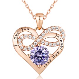 Momlovu Rose Gold Infinity Heart Necklace for Women 925 Sterling Silver Necklace Christmas Gifts for Women Her