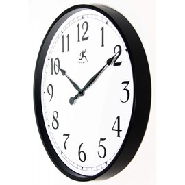 Infinity Instruments Officium 18 inch Plain Office Wall Clock Business Easy to Read Battery Operated (Black)