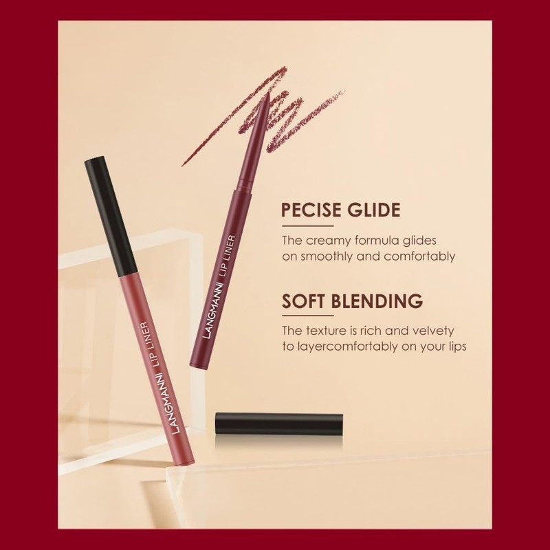 LANGMANNI 6 Matte Lipstick with 6 Lipliners Durable Makeup Set,Long-Lasting