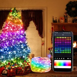 Luces LED Inteligentes, RGBIC Luces para Cuarto Programable con App Hello Fairy y Control Remoto, Regulables Sincronizadas con Música, Guirnalda de Luces para Exterior, Navidad (20M 200LED)