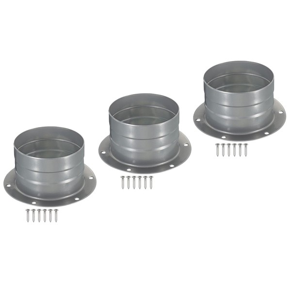 PATIKIL 3" Duct Connector Flange, 3 Pack Metal Straight Pipe