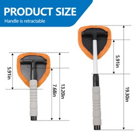 Wuyaoyao Car Windshield Cleaning Tool, Car Windshield Window Cleaner, Auto Window Glass Cleaning Kit with Extendable Handle & Reusable Microfiber Pad & Spray Bottle, Universal Car Accessories (Orange)