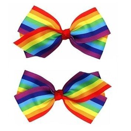 2Pcs Rainbow Hair Clips, 4 Inch Bow Barrettes, Hair Accessories for Women Girls Rainbows Hairs Accessories