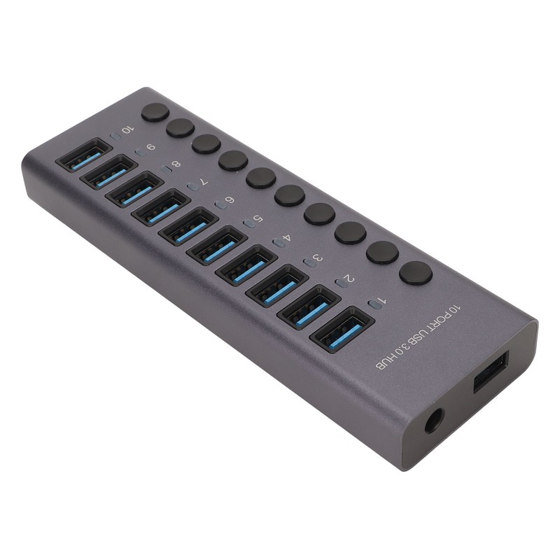 10 Port USB3.0 Hub Splitter Independent Power Supply Charging Data