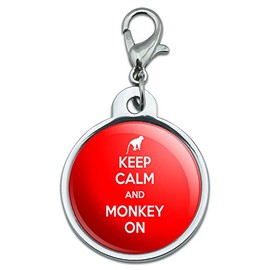 GRAPHICS & MORE Chrome Plated Metal Small Pet ID Dog Cat Tag Keep Calm and H-O - Monkey On Chimp Ape