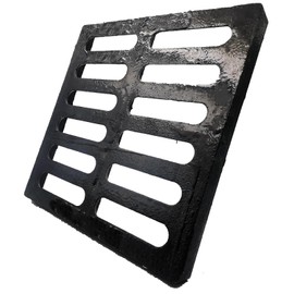 DuuMuut Cast Iron Drain Grate 12x12 in for NDS Catch Basin, B-Class 28100 lbs Heavy-Duty Driveway Channel Cover for Polylok, Outdoor Trench Drainage Grate, Square Metal Sewer Cover (True 11.7x11.7)