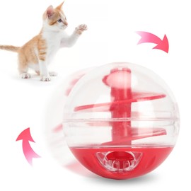 Qcwwy Spielzeugball für Undichtes Katzenfutter, Interaktiver Langsamer Futterspender, Puzzleball für Katzen, Leckerli-Spender, Spielzeug für Gelangweilte Katzen, Lindert Langeweile,