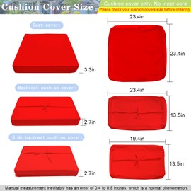 Qaworci Outdoor Cushion Slipcovers, Waterproof Patio Cushion Covers Replacement, Washable Patio Cushion Covers, Cushion Covers for Patio Furniture with Zipper (Red, 23.6 * 23.6 * 3.5 inches-14)