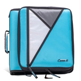 Case-it Universal Zipper Binder | 2-Inch O-Rings, 13-Inch Laptop/Tablet Padded Pocket, 400 Sheet Capacity, Multiple Storage Pockets & Shoulder Strap | School & Office Organizer | LT-007 Teal