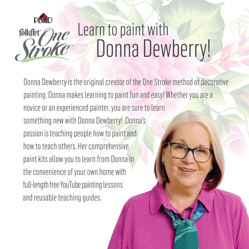 FolkArt, Teacup Roses One Stroke, Beginner Kit, Includes 5 Paint