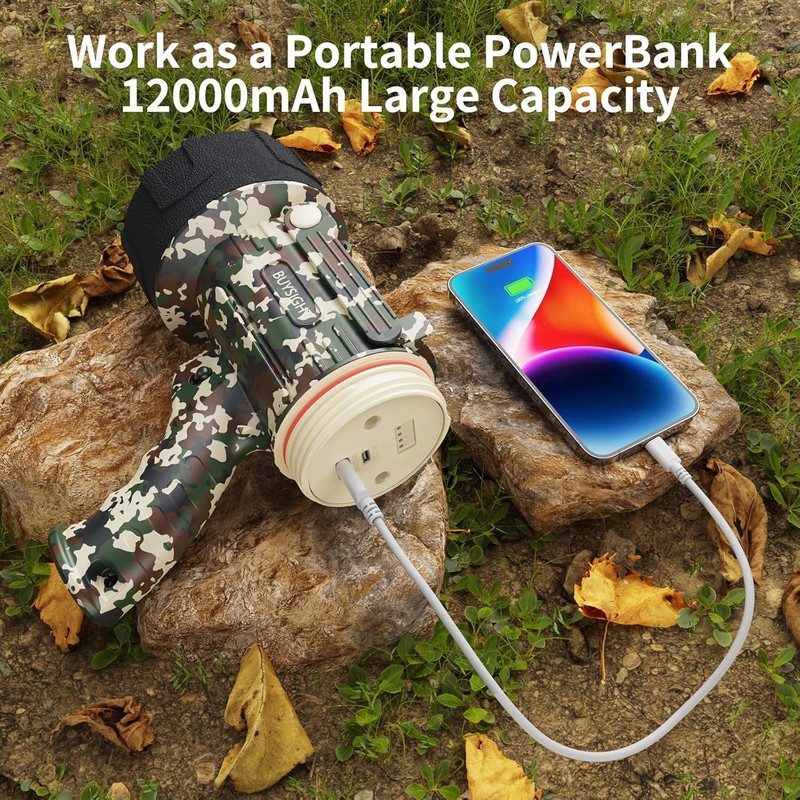 BUYSIGHT Rechargeable Spotlight Flashlight,1000,000 lumens Hand held Spotlight Waterproof Flashlight